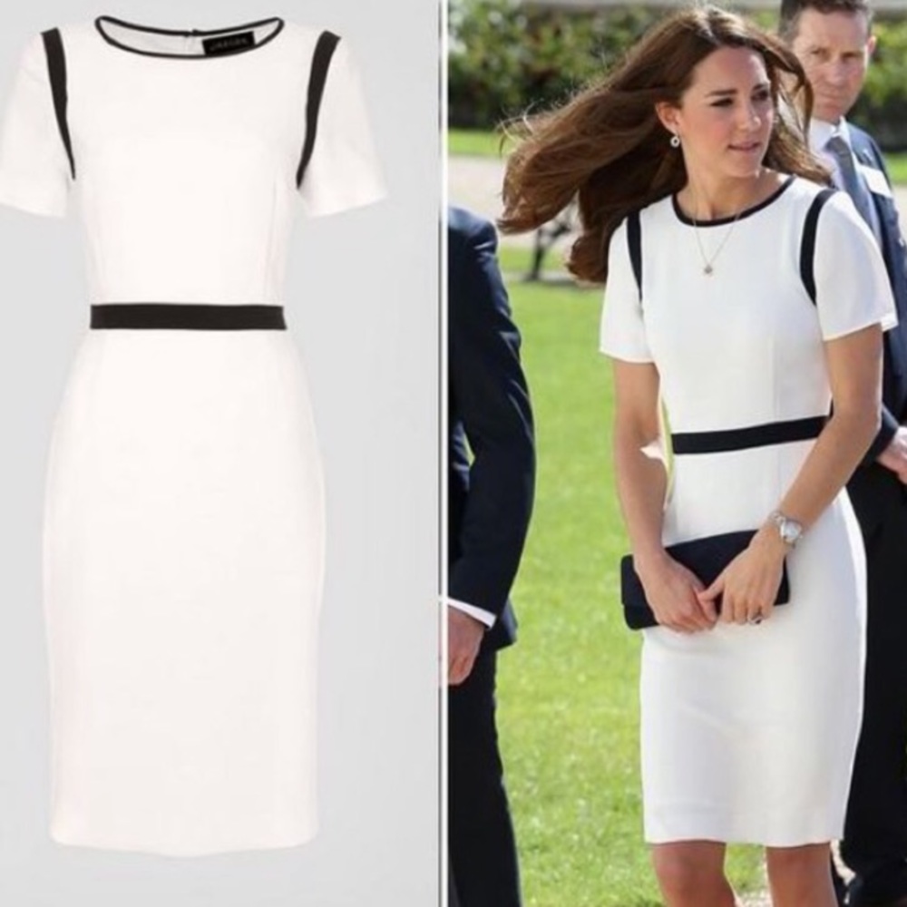 Navy Cream Jaegar Dress ASO Kate Middleton
